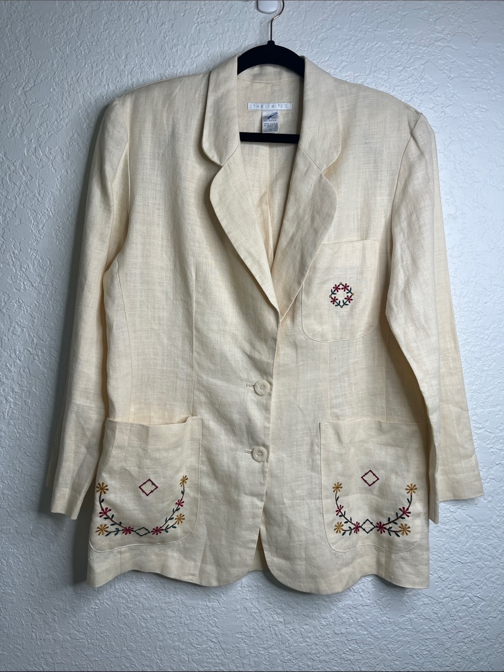 Vintage 80’s/90’s The Limited Linen Embroidered Blazer Sz M